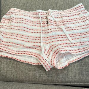 Lou & Grey White and Red Athletic Shorts with Elastic Waistband